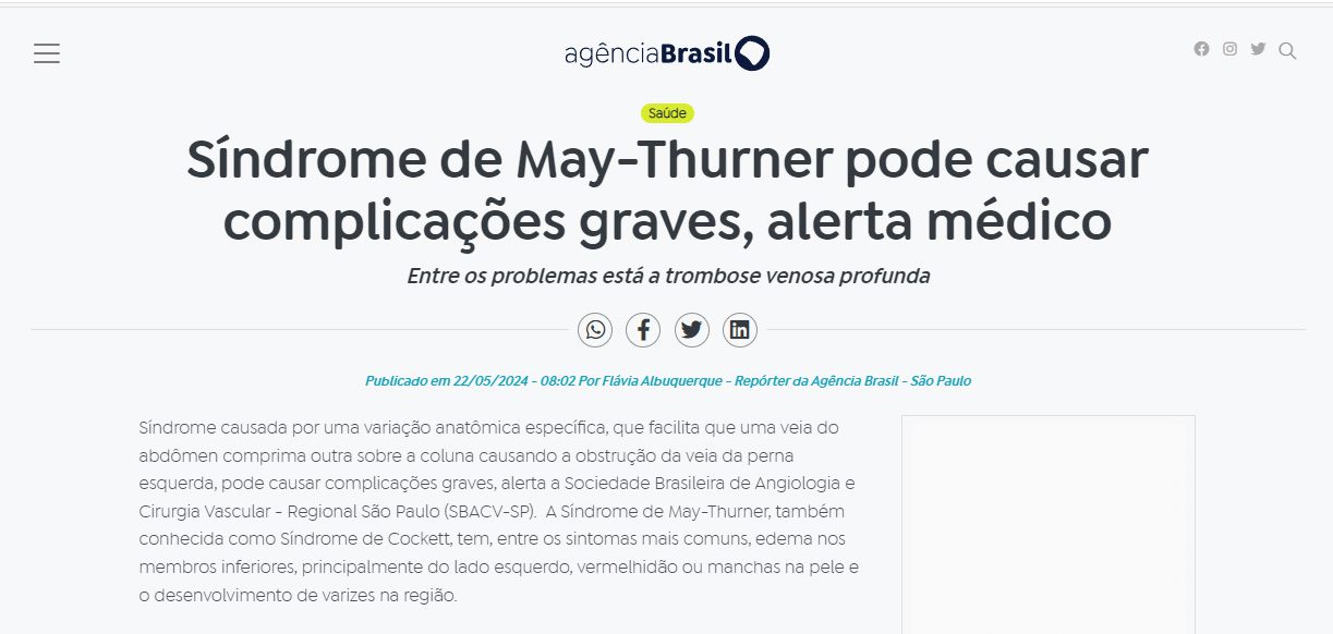 Agência Brasil: Síndrome de May-Thurner pode causar complicações graves