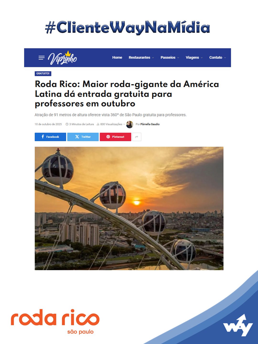 Roda Rico: Maior roda-gigante da América Latina dá entrada gratuita para professores em outubro