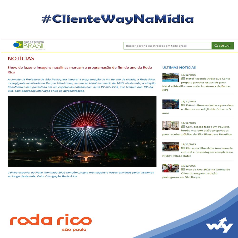 Show de luzes e imagens natalinas marcam a programação de fim de ano da Roda Rico