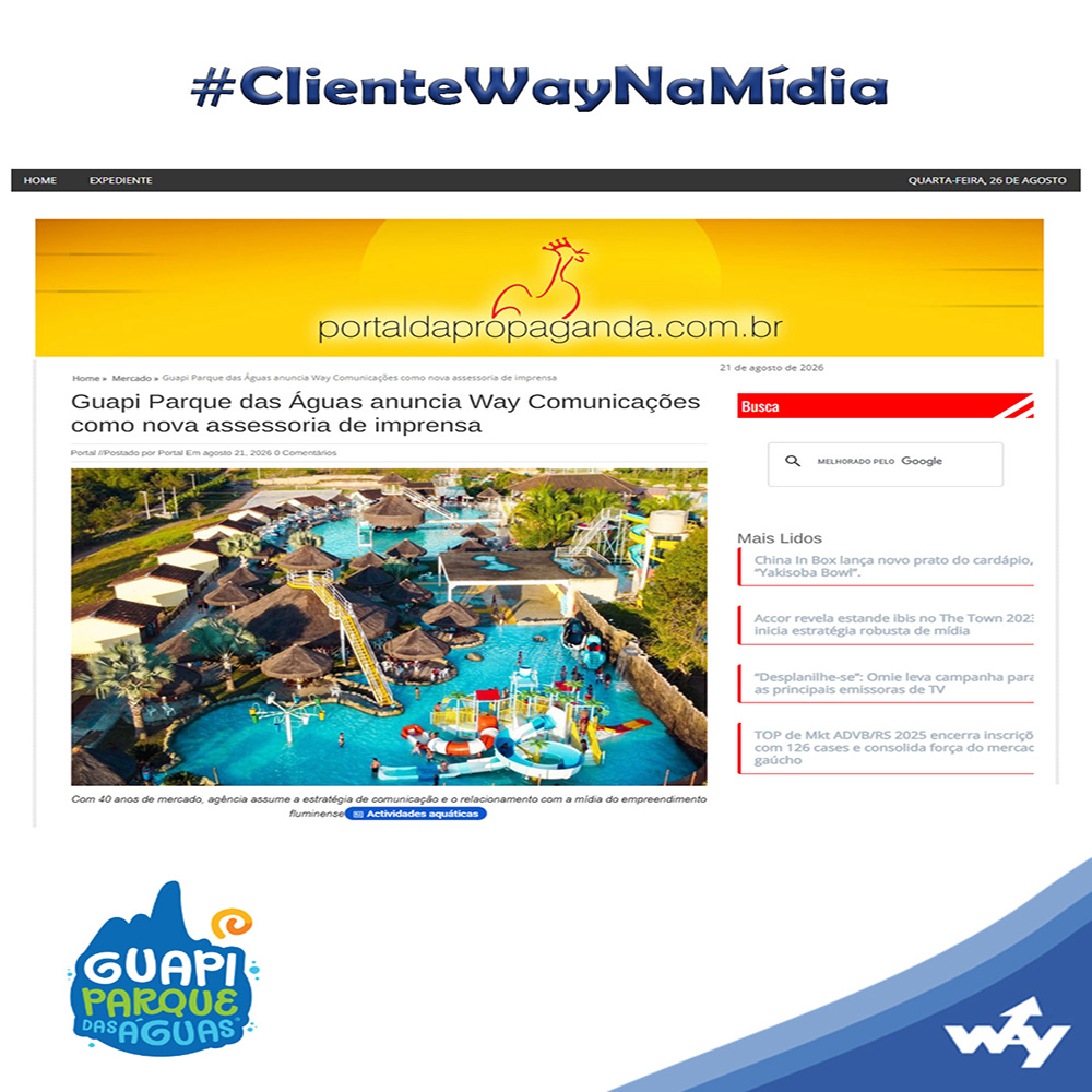 Guapi Parque das Águas anuncia Way Comunicações como nova assessoria de imprensa